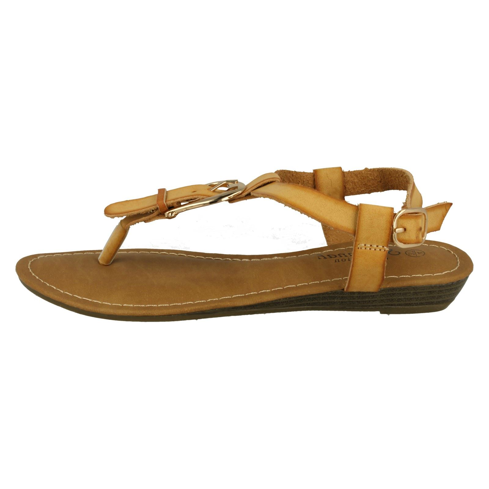 Ladies Savannah Wedge Toe Post 'Sandals' - Picture 12 of 28