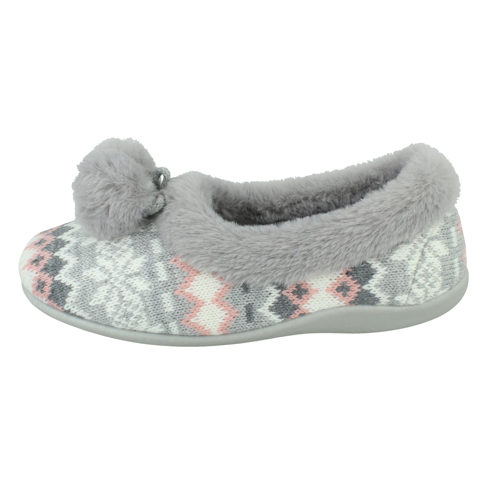 Pantuflas pompones de espuma viscoelástica para damas RoseBank estampado noruego detallado Grace - Imagen 3 de 10