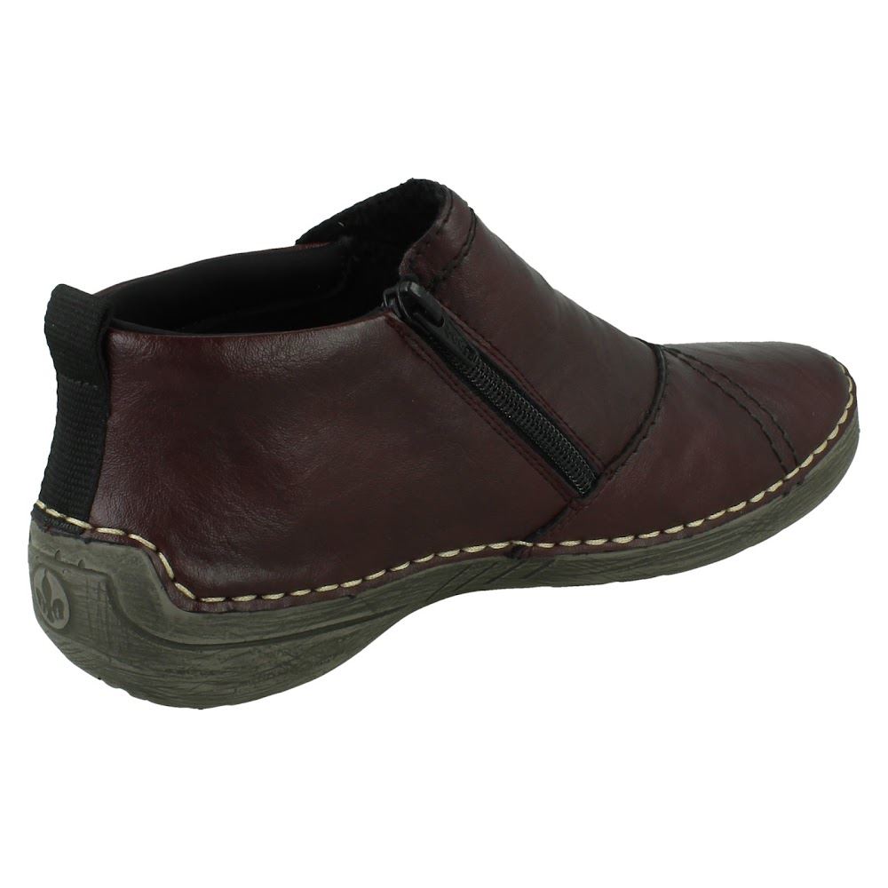 Ladies Rieker Casual Zip Up Fleece Lined Winter Low Top Ankle Boots: 52584 - Picture 6 of 10