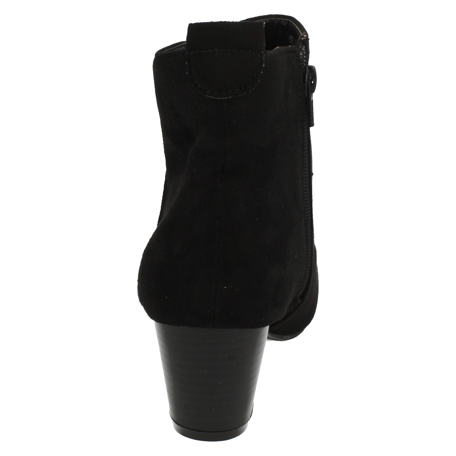 Ladies Spot On Plain Heeled Ankle Boots - Picture 17 of 28