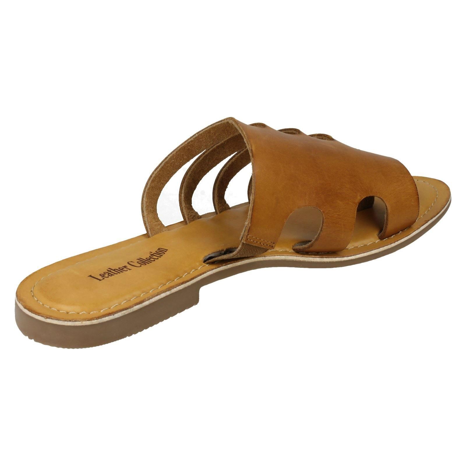 Damen Leder Kollektion Slipper Flache Riemchen Sandalen - Bild 32 von 46