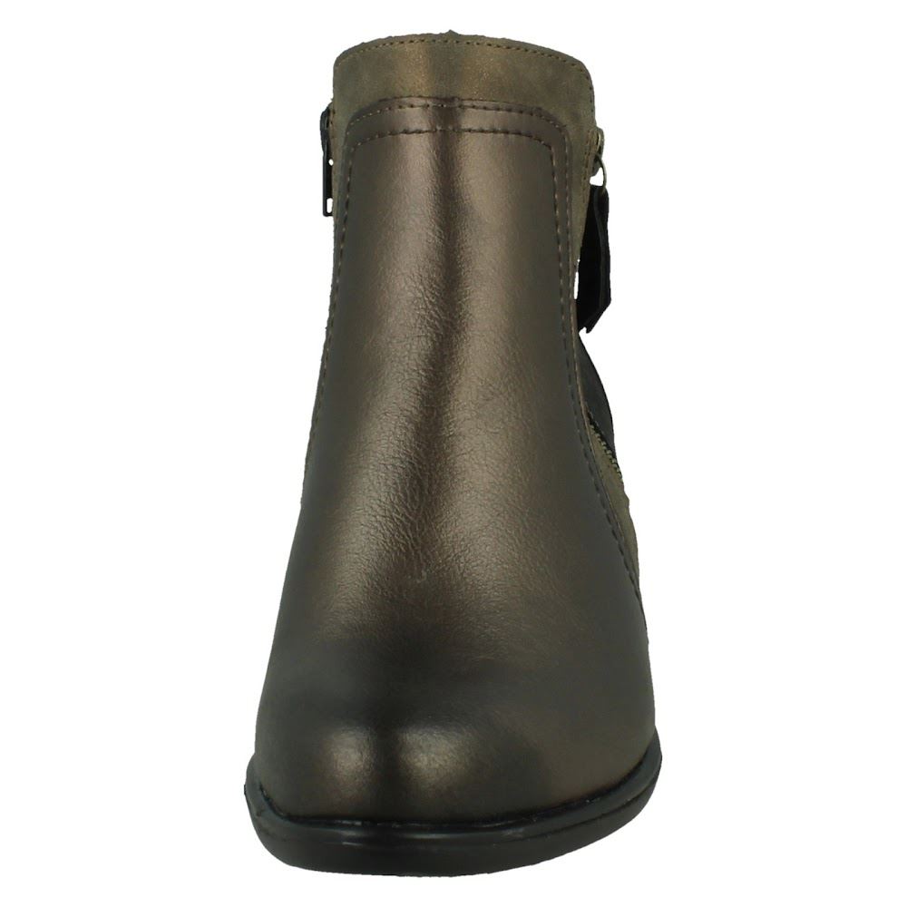 Damen Remonte Doppelverschluss Leder Absatz Block abnehmbare Sohle Stiefeletten - Bild 18 von 19