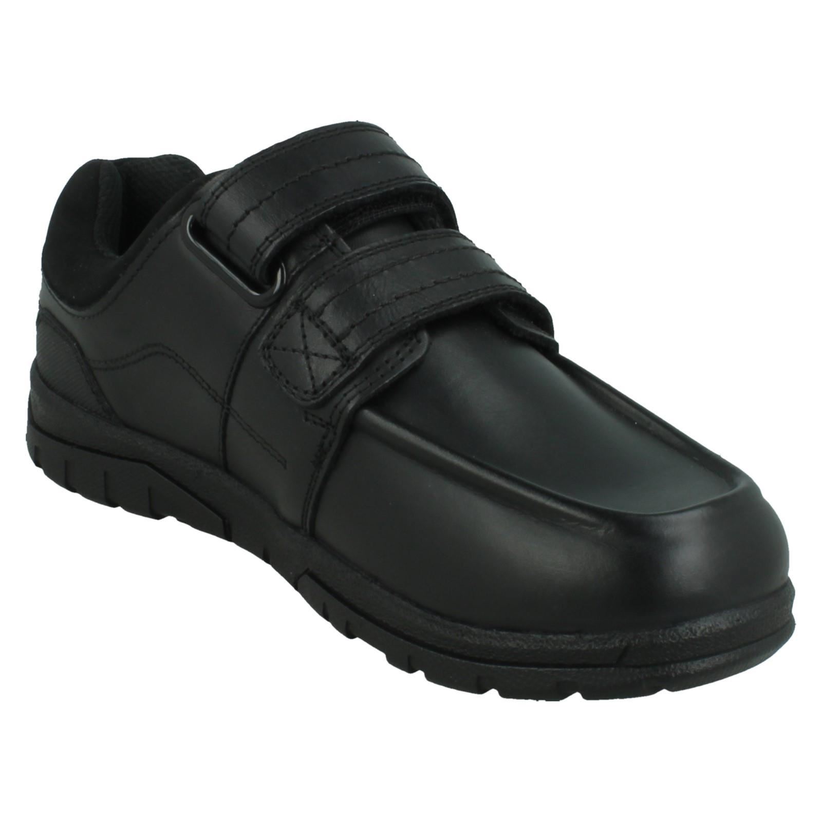 Boys Double Strap Black Leather School Shoes N1R153 - Picture 8 of 10