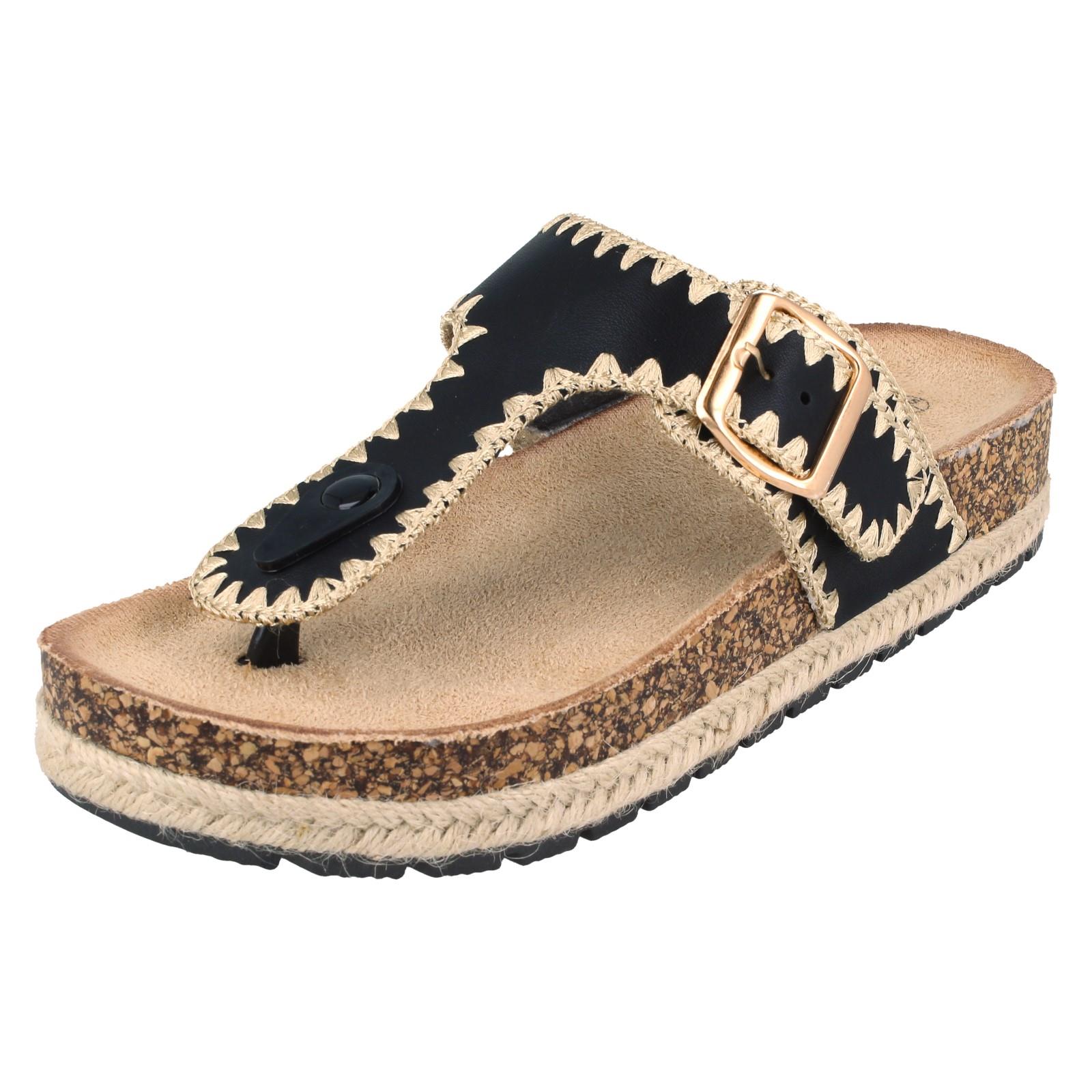Ladies Down To Earth F12105 Toe Post Sandals - Picture 2 of 19