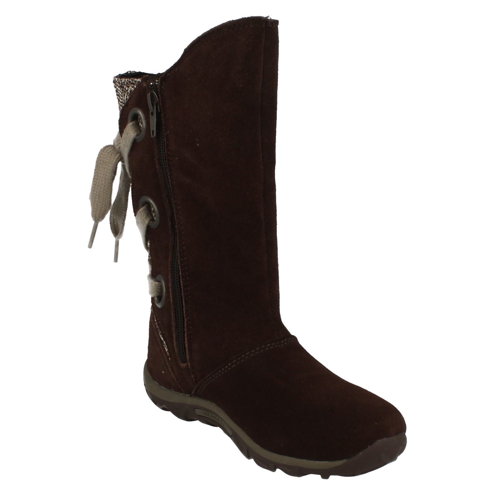 Girls Merrell Jungle Moc Lace Tie Back Mid Calf Length Boots - Picture 7 of 10
