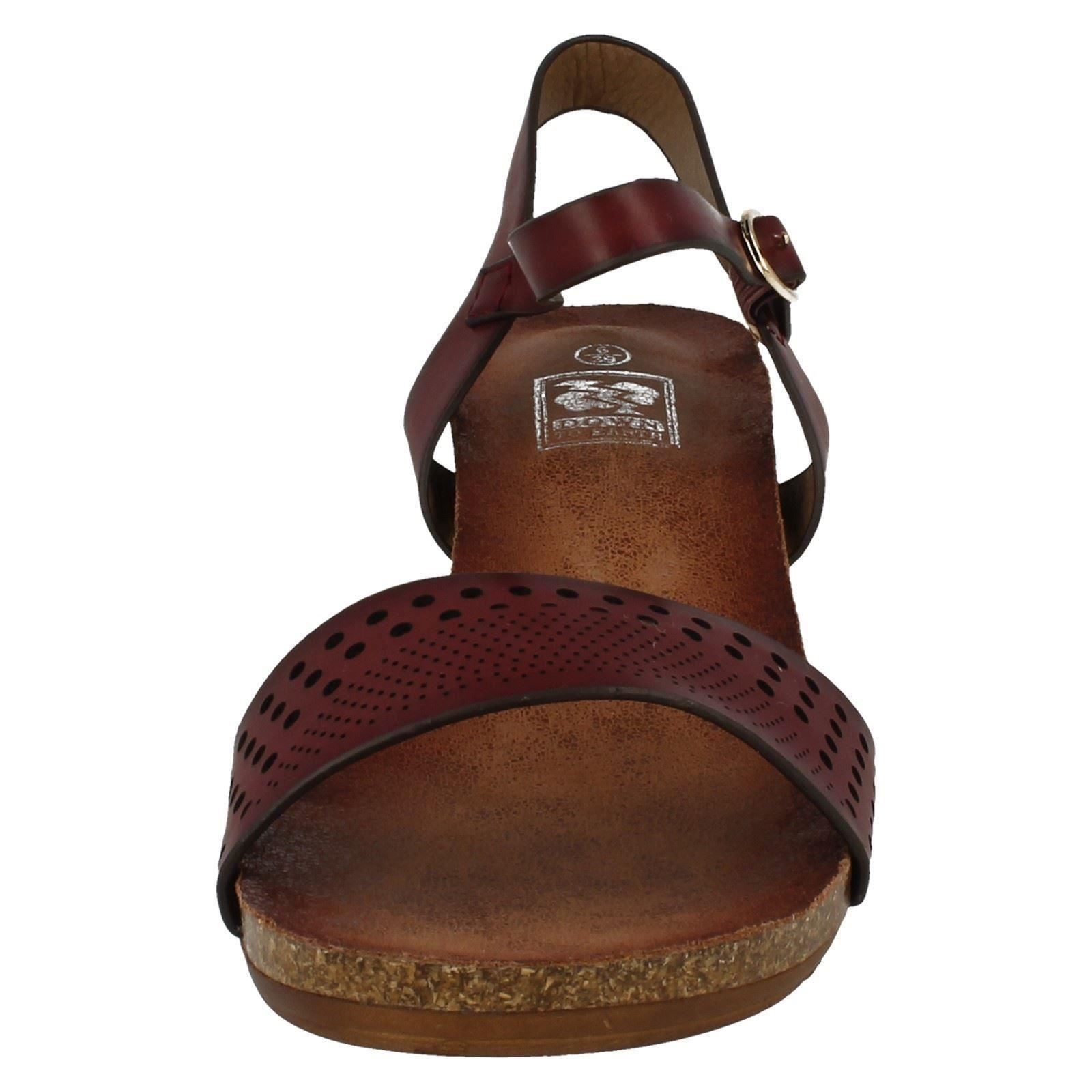 Ladies Down To Earth Buckled Wedged Synthetic Summer Sandals F1R0698 - Picture 9 of 10
