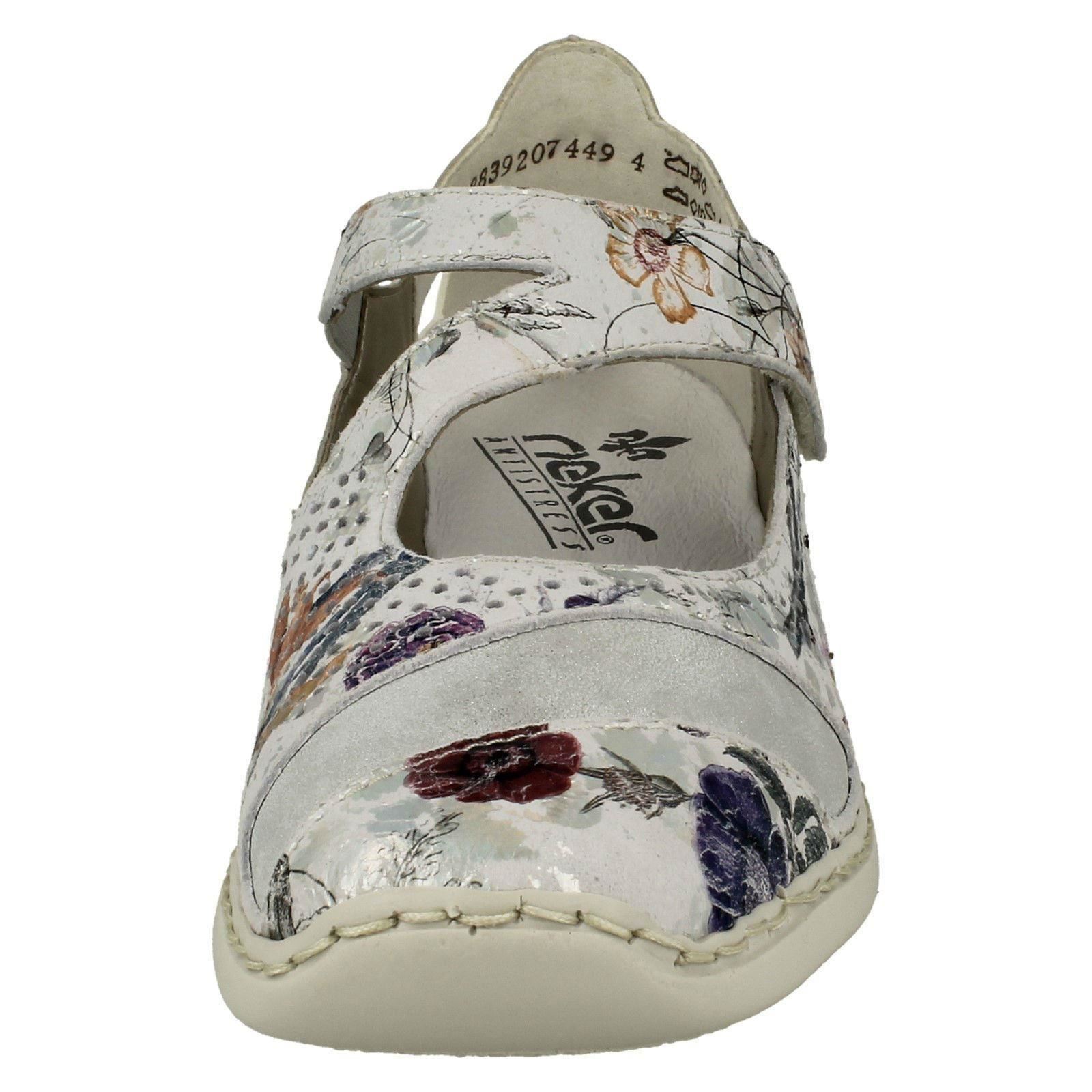 Ladies Rieker Sqaured Toe Casual Everyday Hook & Loop Leather Shoes 41346 - Picture 9 of 10
