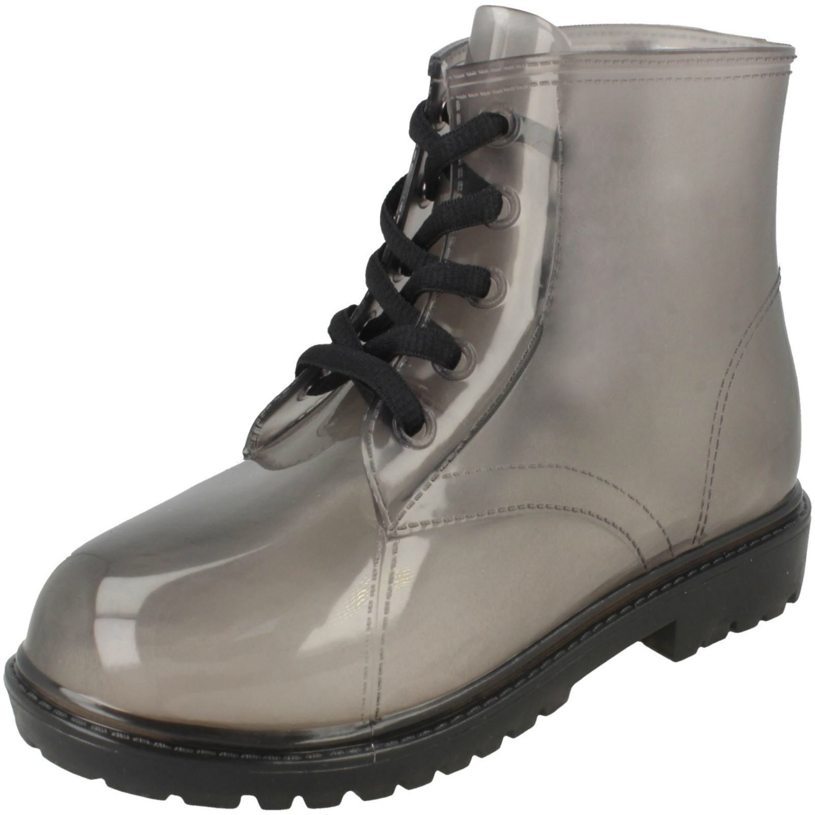 Girls Spot On Lace Up Jelly Look Wellington Boot - Picture 38 of 46