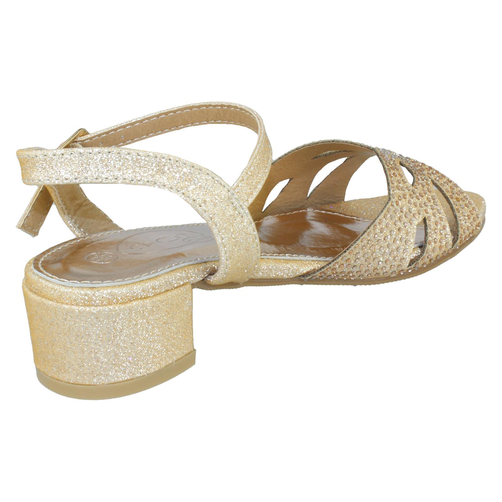 Girls Spot On Mid Heel Glitter Sandals - Picture 6 of 19