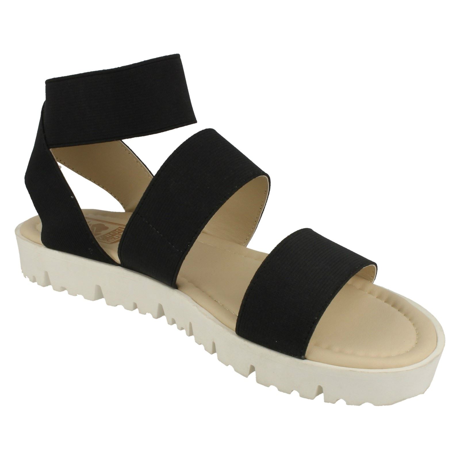 Ladies Elasticated Flat Sandals *Down To Earth* | eBay