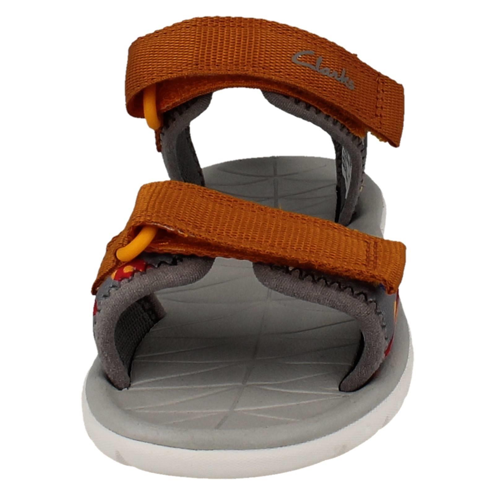 Kids Clarks Pattern Detailed Adjustable Sandals Surfing Tide T - Picture 9 of 37