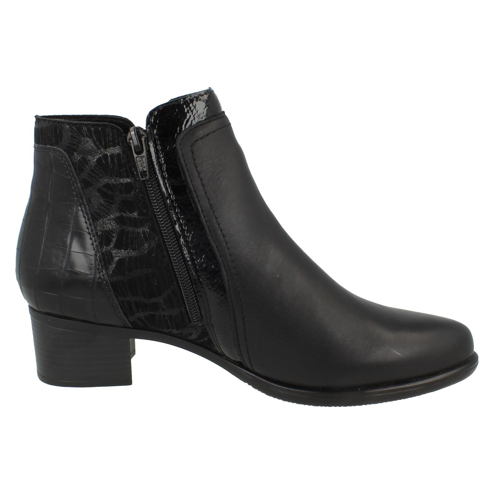 Damen Remonte Doppelverschluss Leder Absatz Block abnehmbare Sohle Stiefeletten - Bild 7 von 19