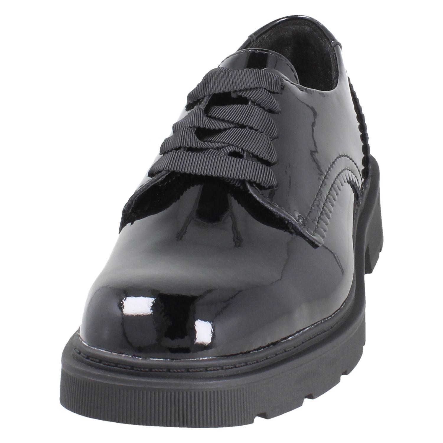 Girls Clarks Scalloped Edge Chunky Sole Leather Lace Up School Shoes *Eris Pure* - Picture 20 of 21