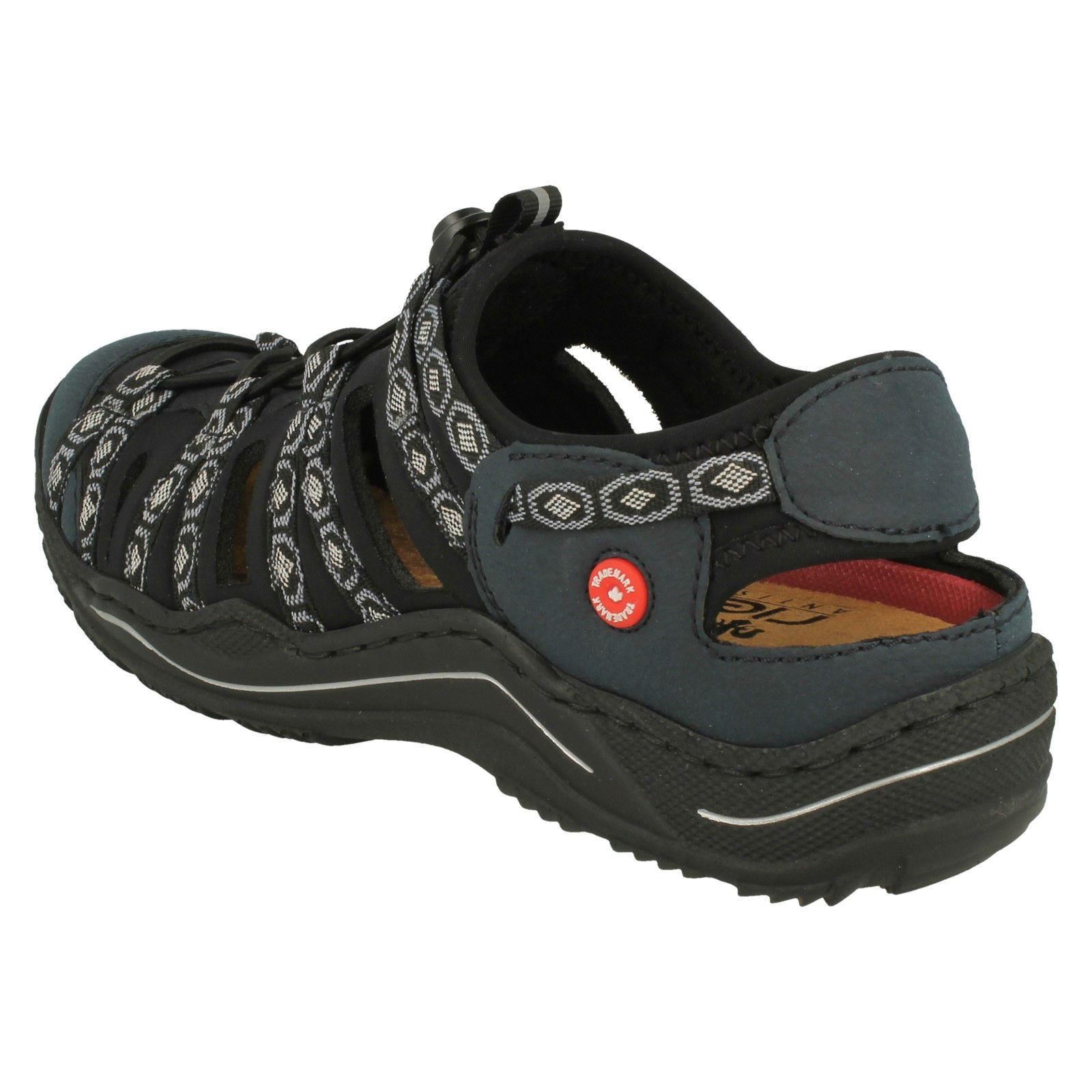 Blu elasticizzati L0577 Soletta Sandali sportivi sintetici rimovibile Rieker Ladies nqpR8T