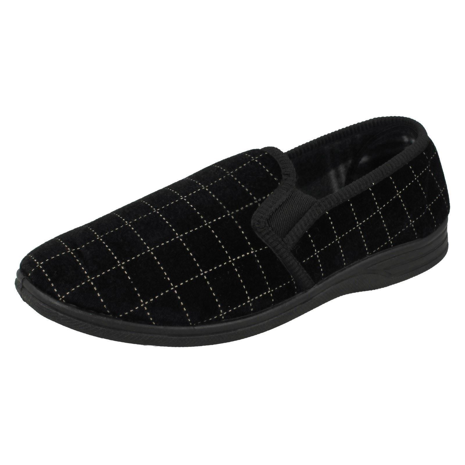 Mens Spot On Check Casual Slippers - Picture 2 of 19