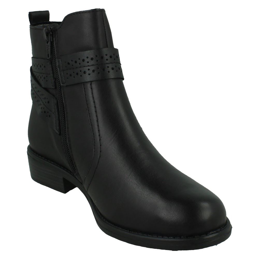 Ladies Remonte Zip Up Leather Buckle Detail Fleece Lined Ankle Boots D0F81 - Picture 8 of 19