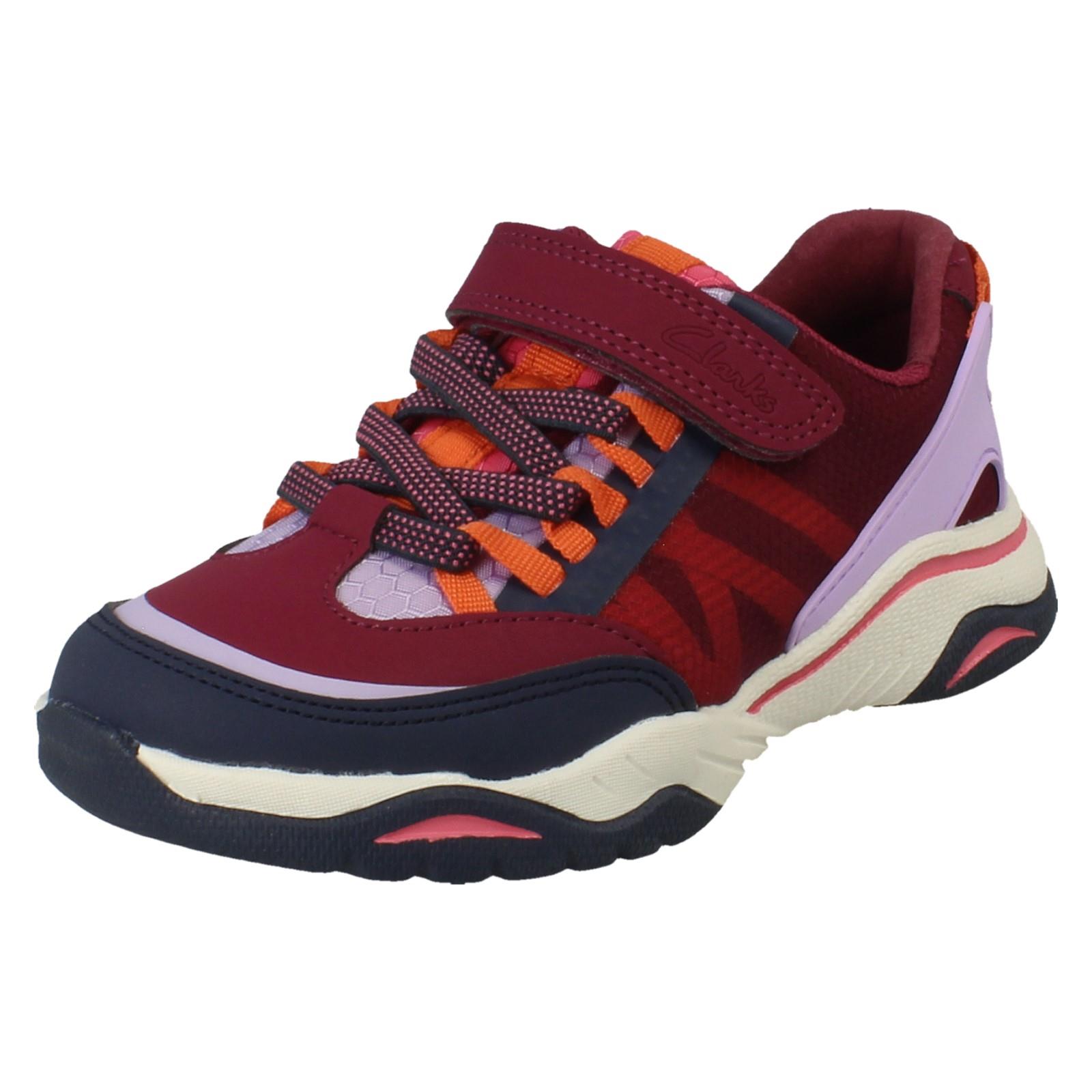 Kids Clarks Vegan Colour-Pop Machine Washable Sports Trainers *Feather Track* - Picture 2 of 37