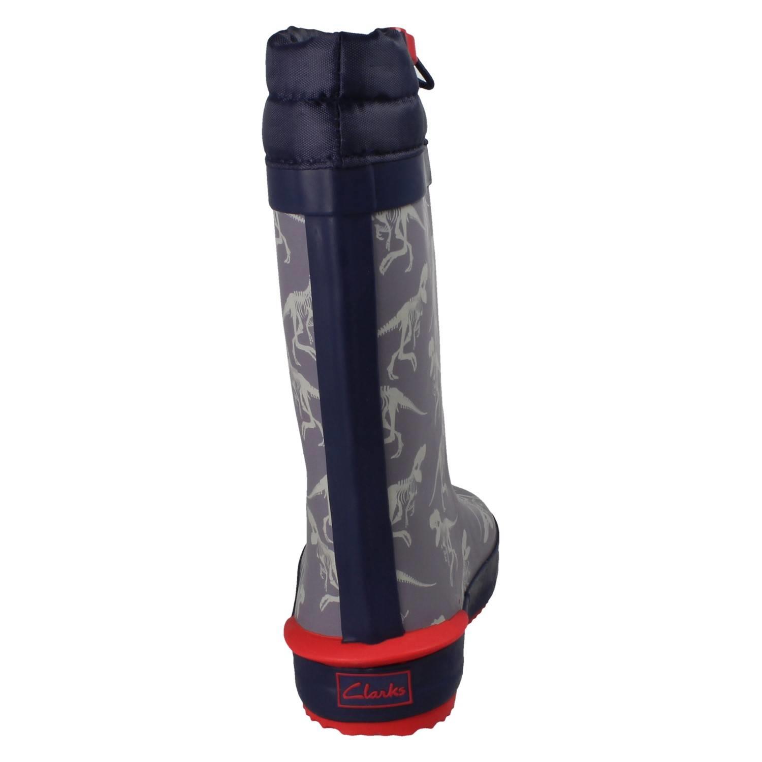 Childrens Clarks Creature Detailed Toggle Top Wellington Boots 'Tarri Race' - Picture 32 of 54