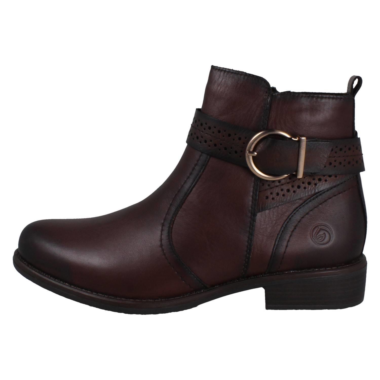 Ladies Remonte Zip Up Leather Buckle Detail Fleece Lined Ankle Boots D0F81 - Picture 12 of 19