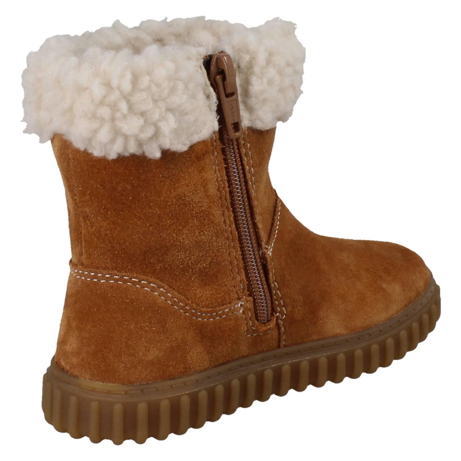 Mädchen Clarks Bär Detail Wadenhoch Fleece Kragen Suede Winterstiefel Cove Warm - Picture 6 of 10