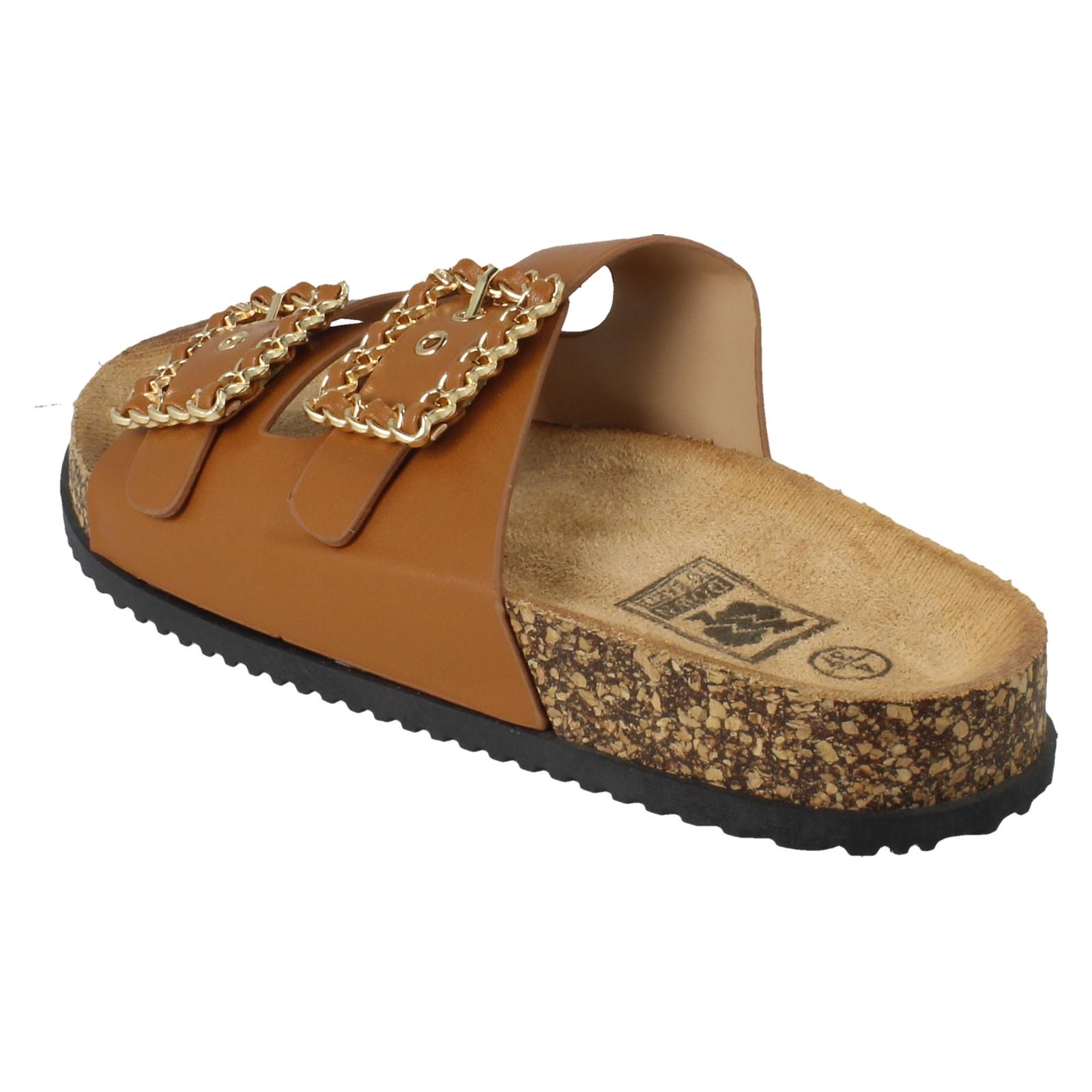 Ladies Down To Earth Twin Chain Buckle Sandals 'F0R0450' - Picture 13 of 19
