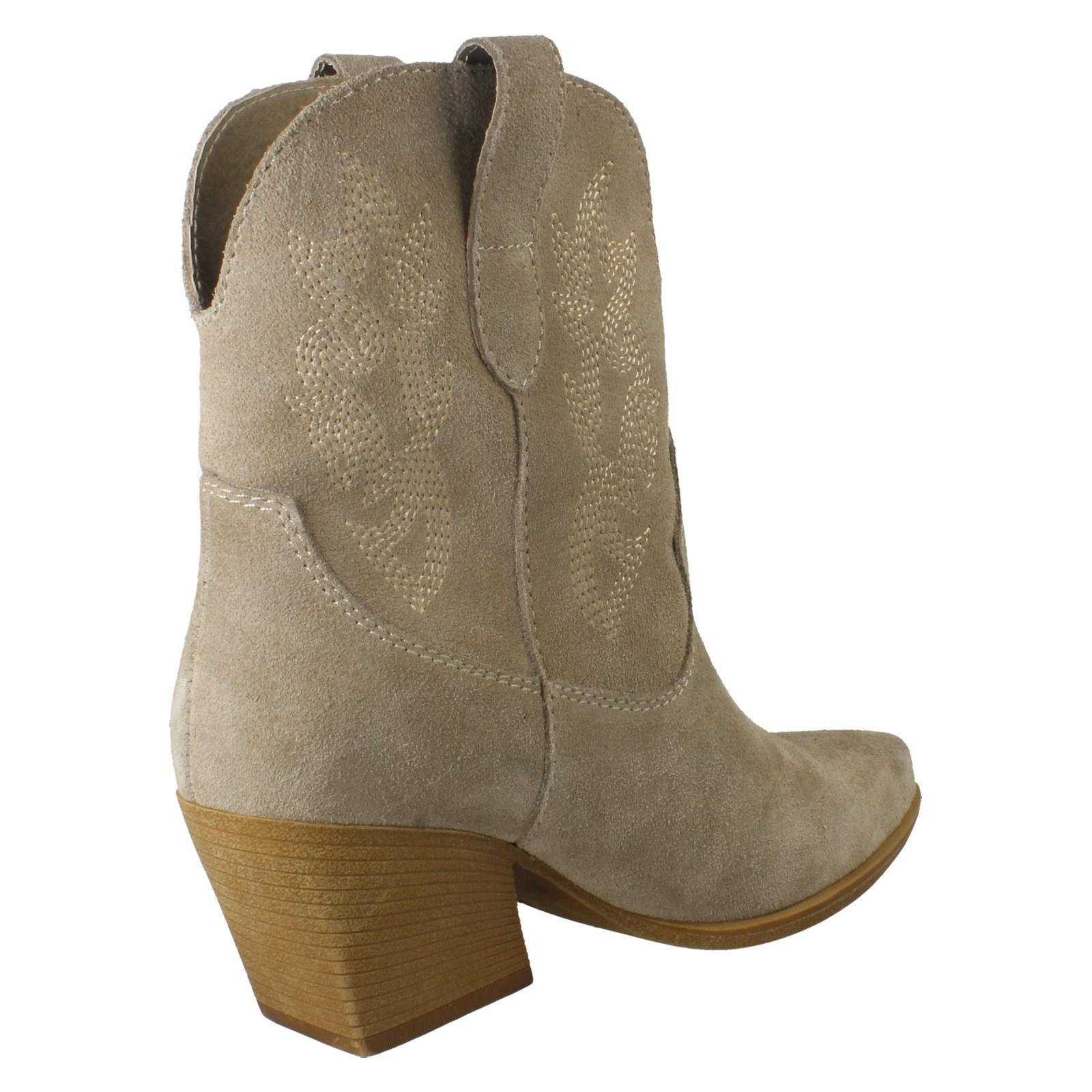 Ladies Spot On Leather Slip On Cowboy Boots F5R1248 - Picture 15 of 28