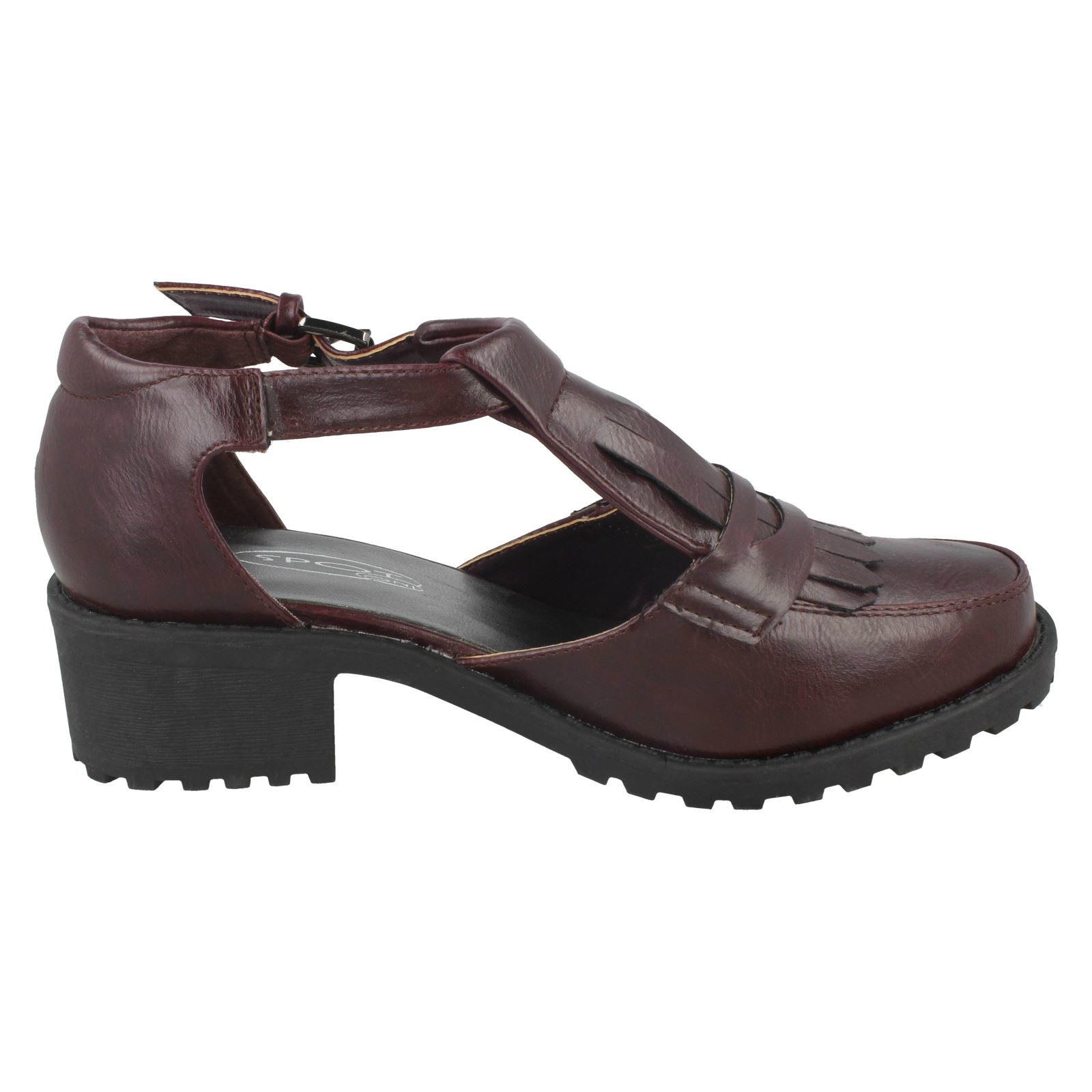 Ladies Spot On Synthetic Buckle Strap Shoes - Picture 16 of 19