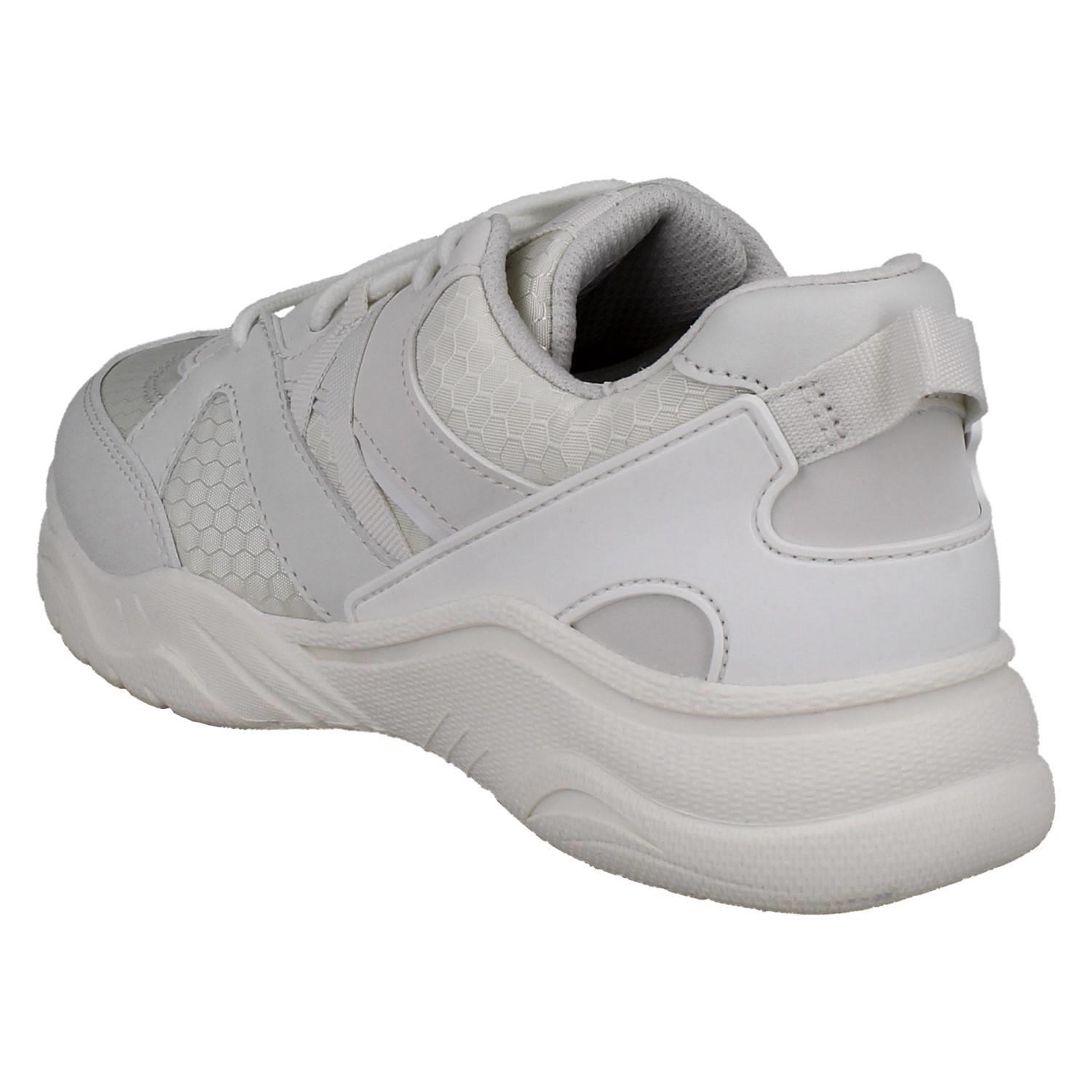 Kinder Clarks Grobe Sohle Schnürer Waschbar Weiß Netz Turnschuhe Feder Pace O - Picture 4 of 10