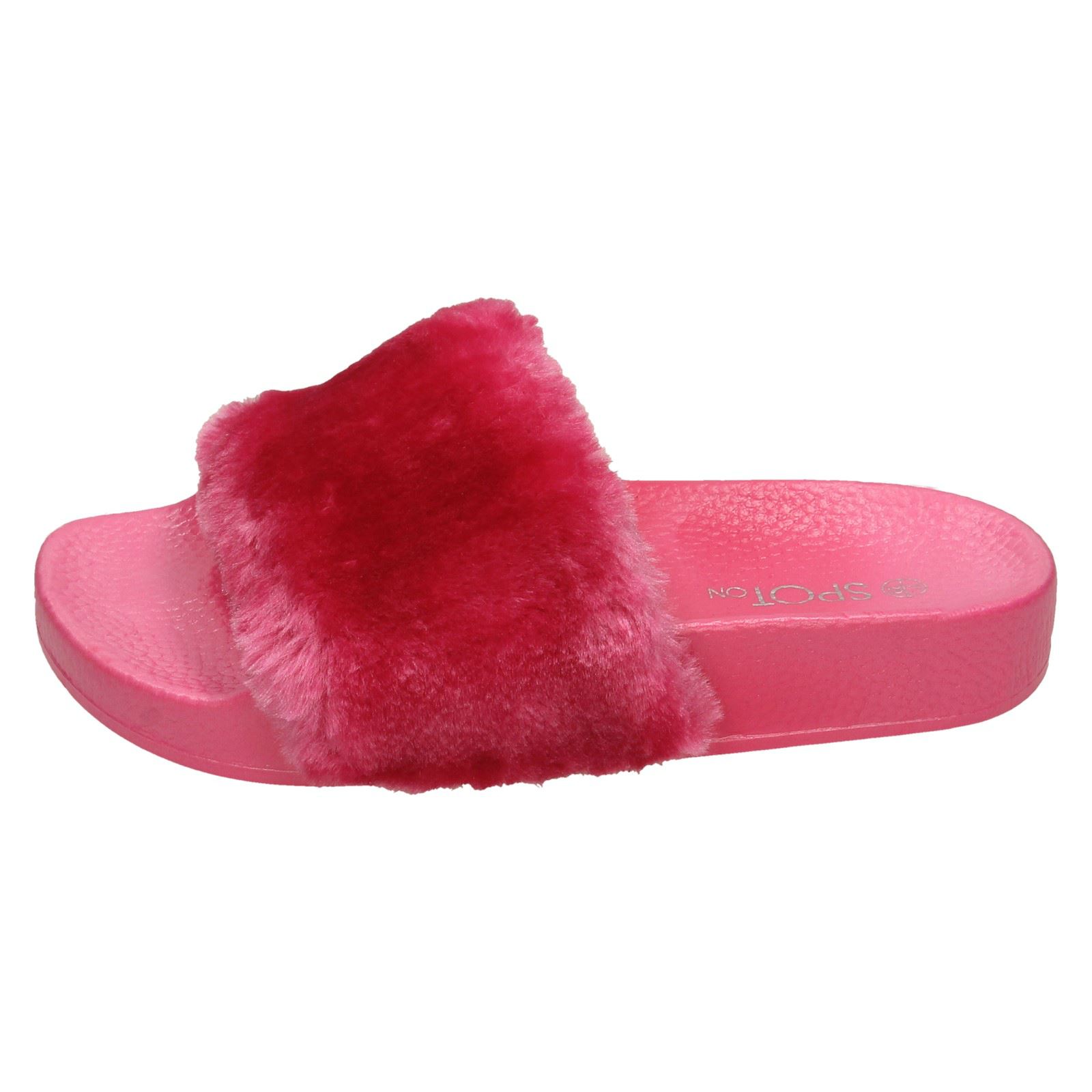 Girls Spot On Faux Fur Mules