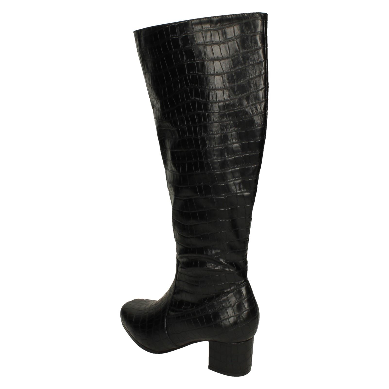 Ladies Spot On Extra Wide Fitting Knee High Boots - Picture 4 of 19
