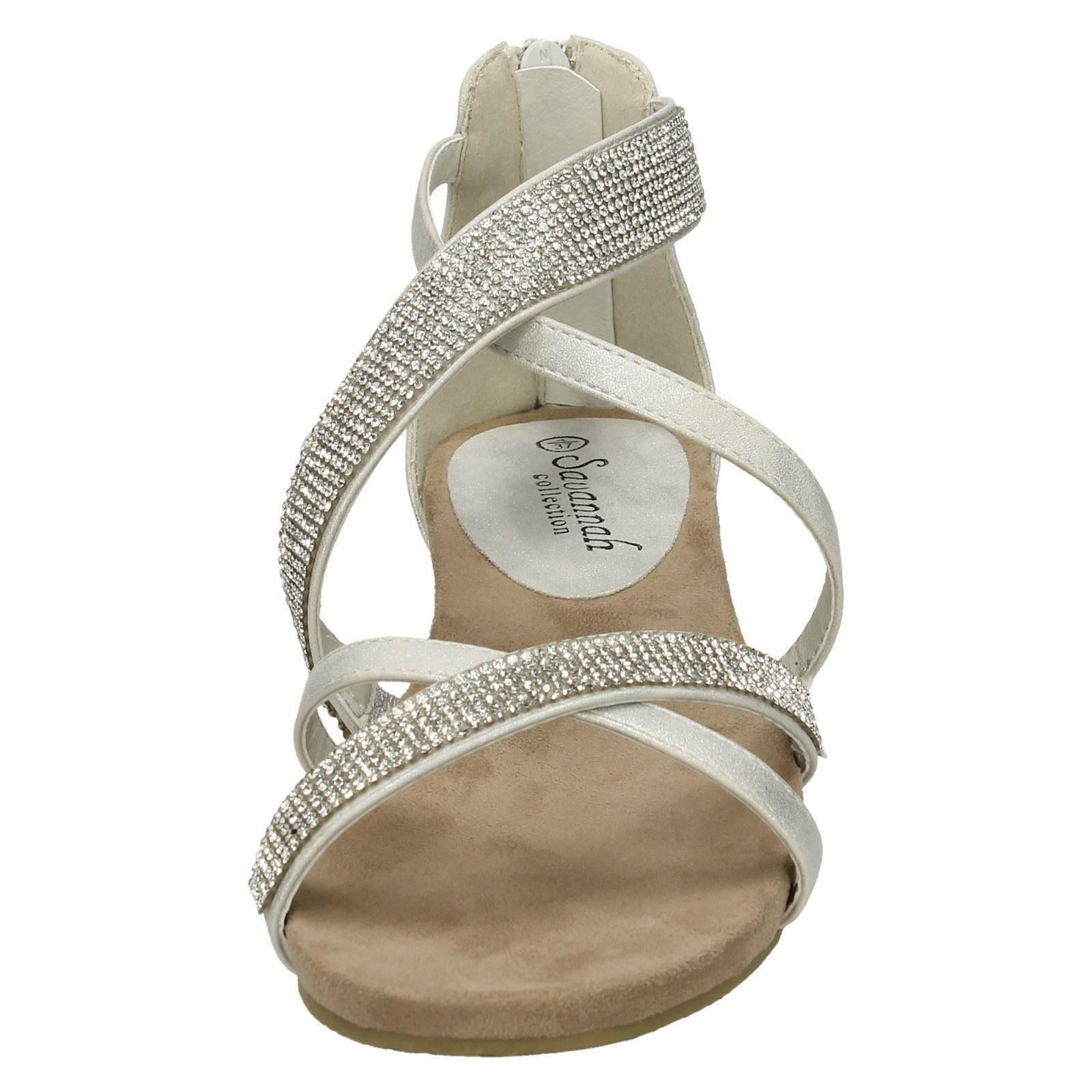 Savannah Damen-Sandalen niedriger Keilabsatz – Diamanten X-Riemen - Bild 23 von 28