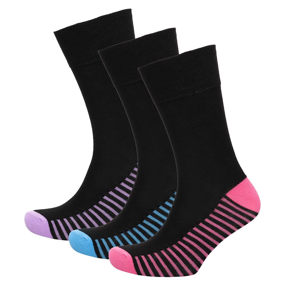 Ladies Bamboo 3 Pack Heel & Toe Non Elastic Socks 'SK1044' - Picture 2 of 5
