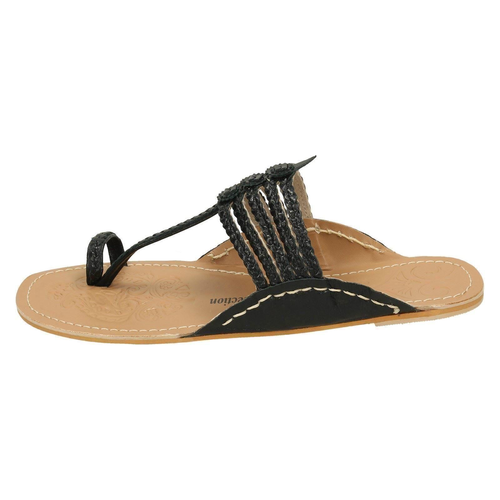 Ladies Leather Collection Flat Toeloop 'Braided Sandals' - Picture 3 of 55