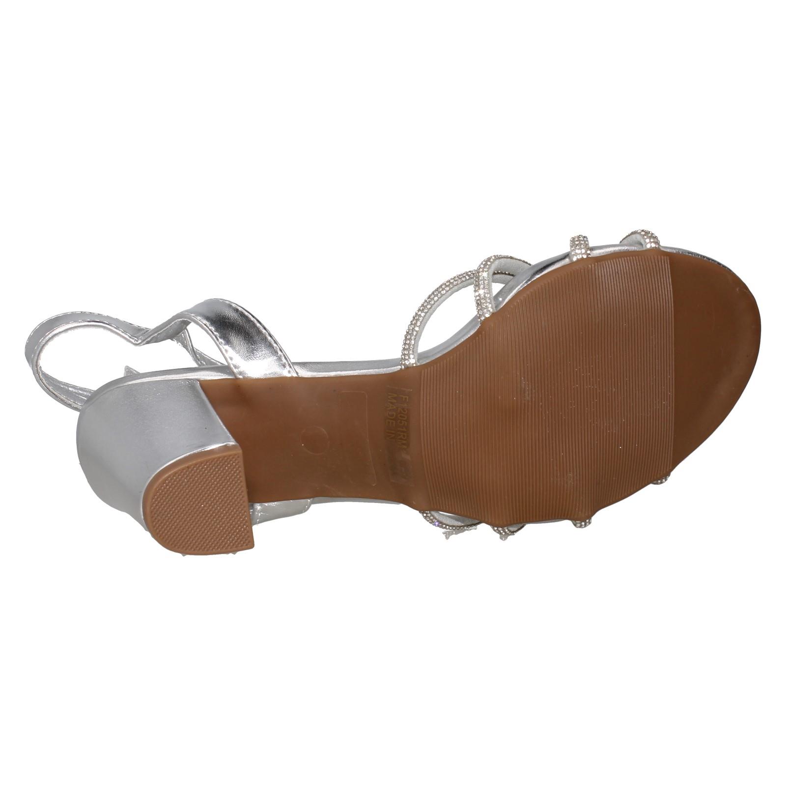 Ladies Anne Michelle High Block Heel Diamante Knot Sandals F12051 - Picture 24 of 28