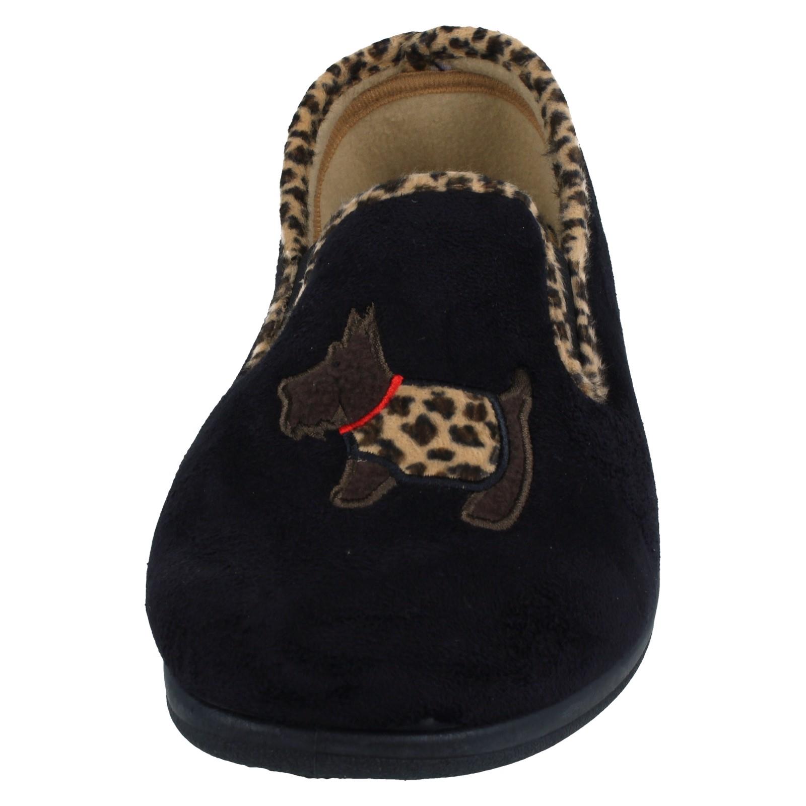 Zapatillas anchas Padders para dama con detalle de perro Scotty Dandie - Imagen 8 de 18