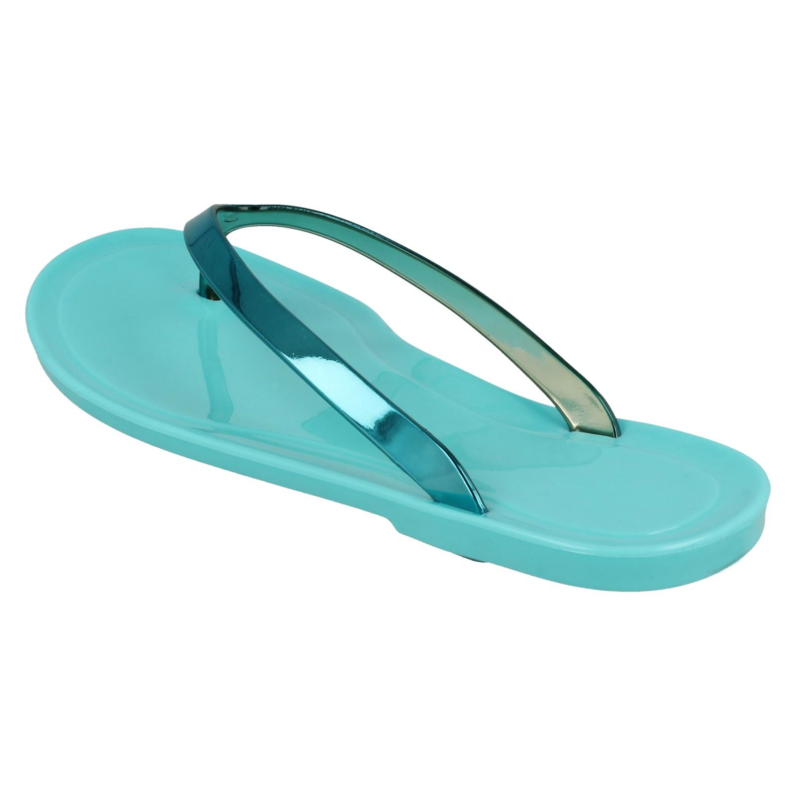 Damen Spot On flache metallische Zehenstegsandalen *Gelee * - Bild 23 von 28