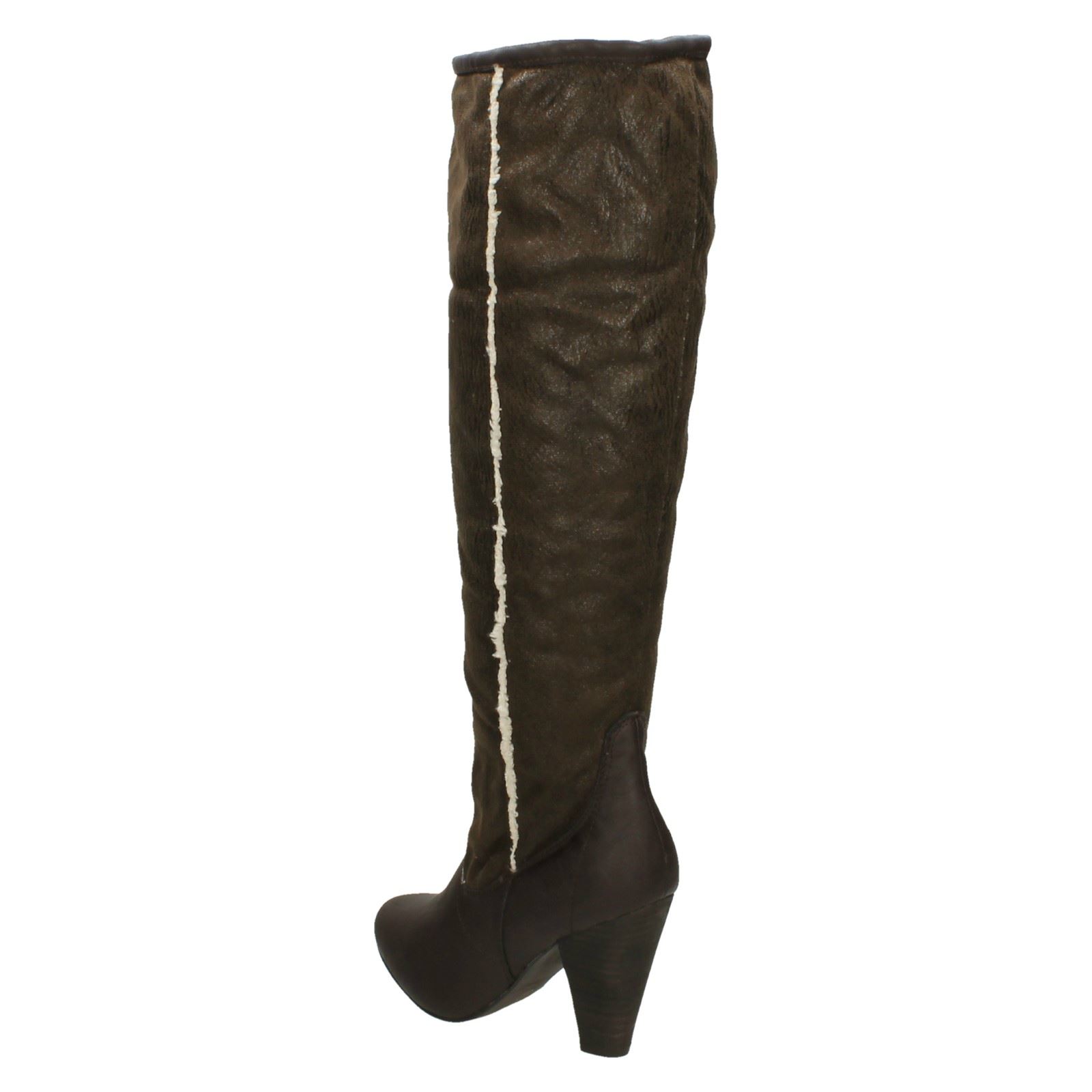 Ladies Spot On Knee High Fleece Lined Heeled 'Boots' - Picture 17 of 19