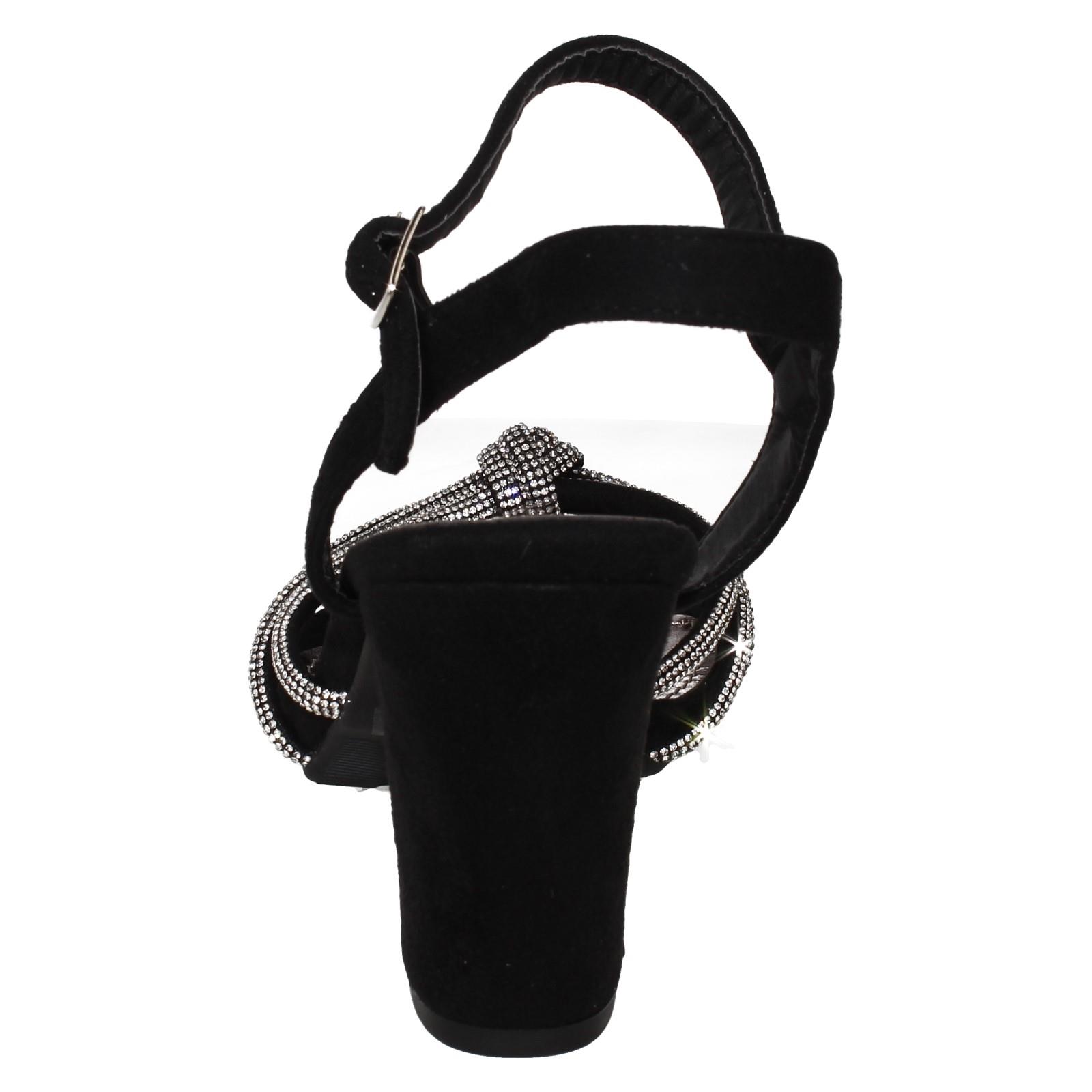 Ladies Anne Michelle High Block Heel Diamante Knot Sandals F12051 - Picture 5 of 28