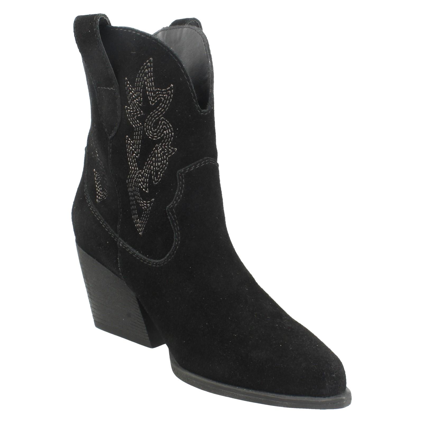 Ladies Spot On Leather Slip On Cowboy Boots F5R1248 - Picture 8 of 28