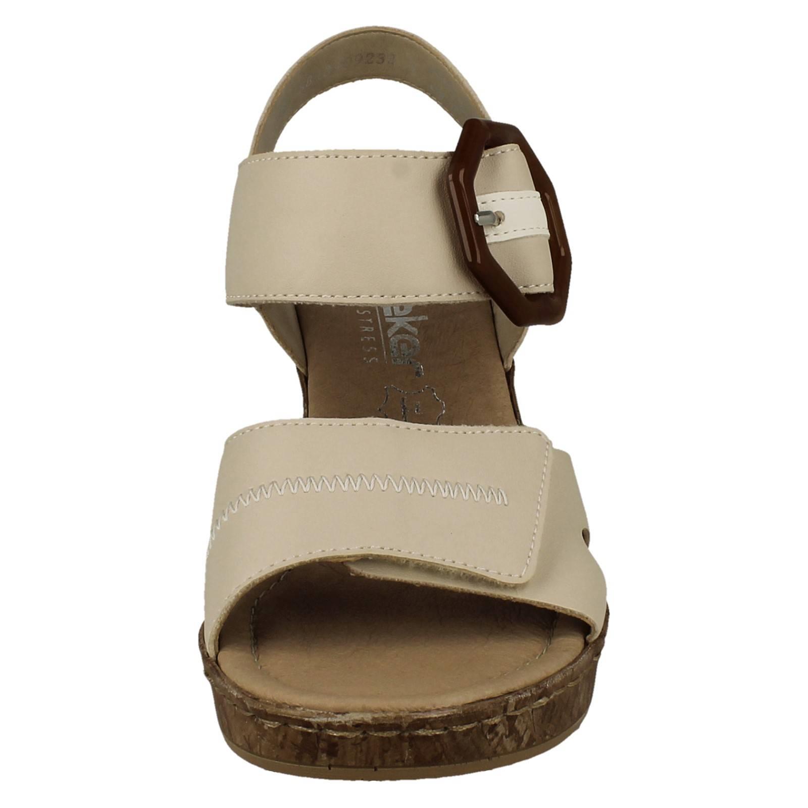 Ladies Rieker Block Heeled Summer Sandal Strap Fastening With Faux Buckle, 66876 - Picture 9 of 19