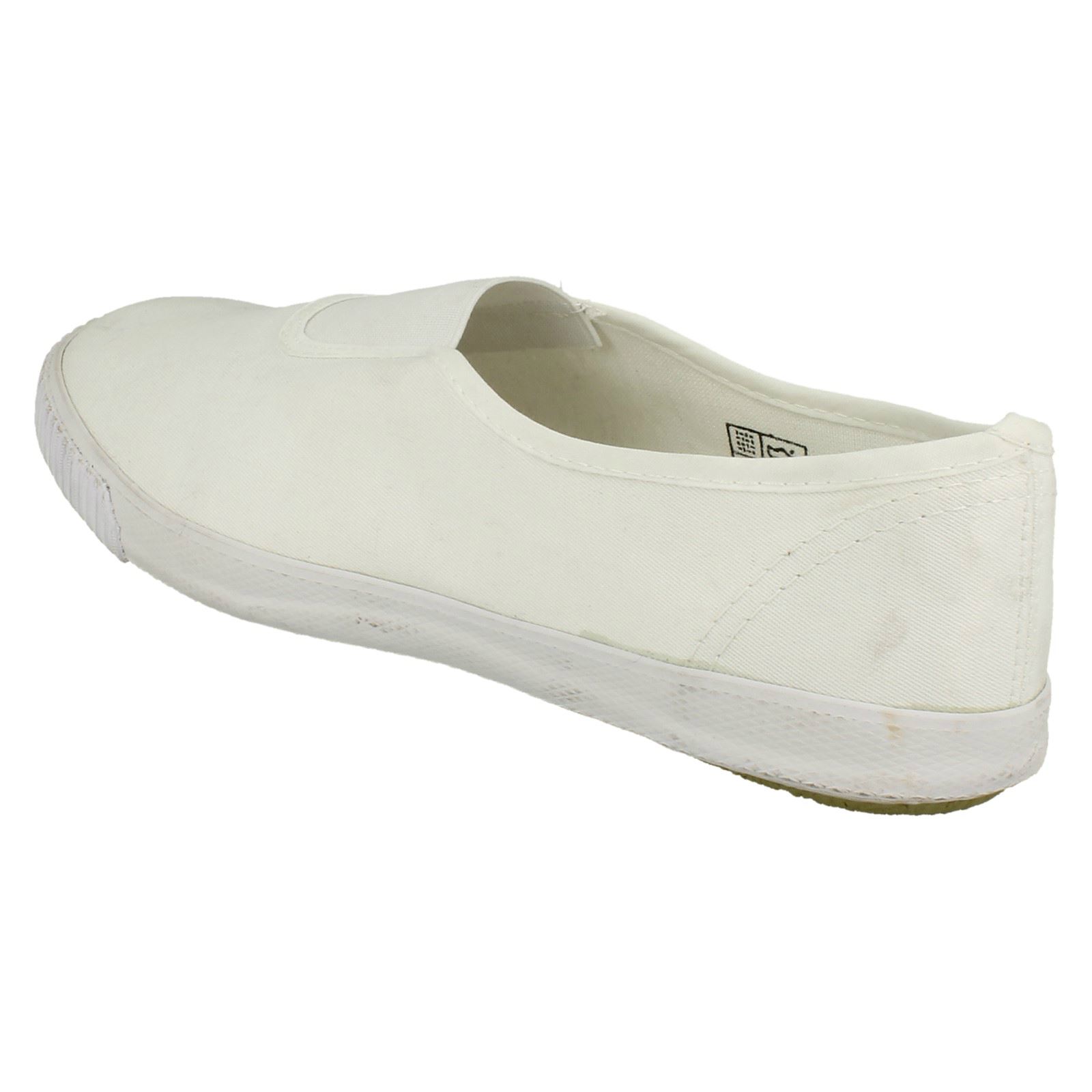 Jungen Kinder Spot On Slip Weiß Schwarz Sportschuhe Canvas Zwickel Plims - Bild 13 von 19