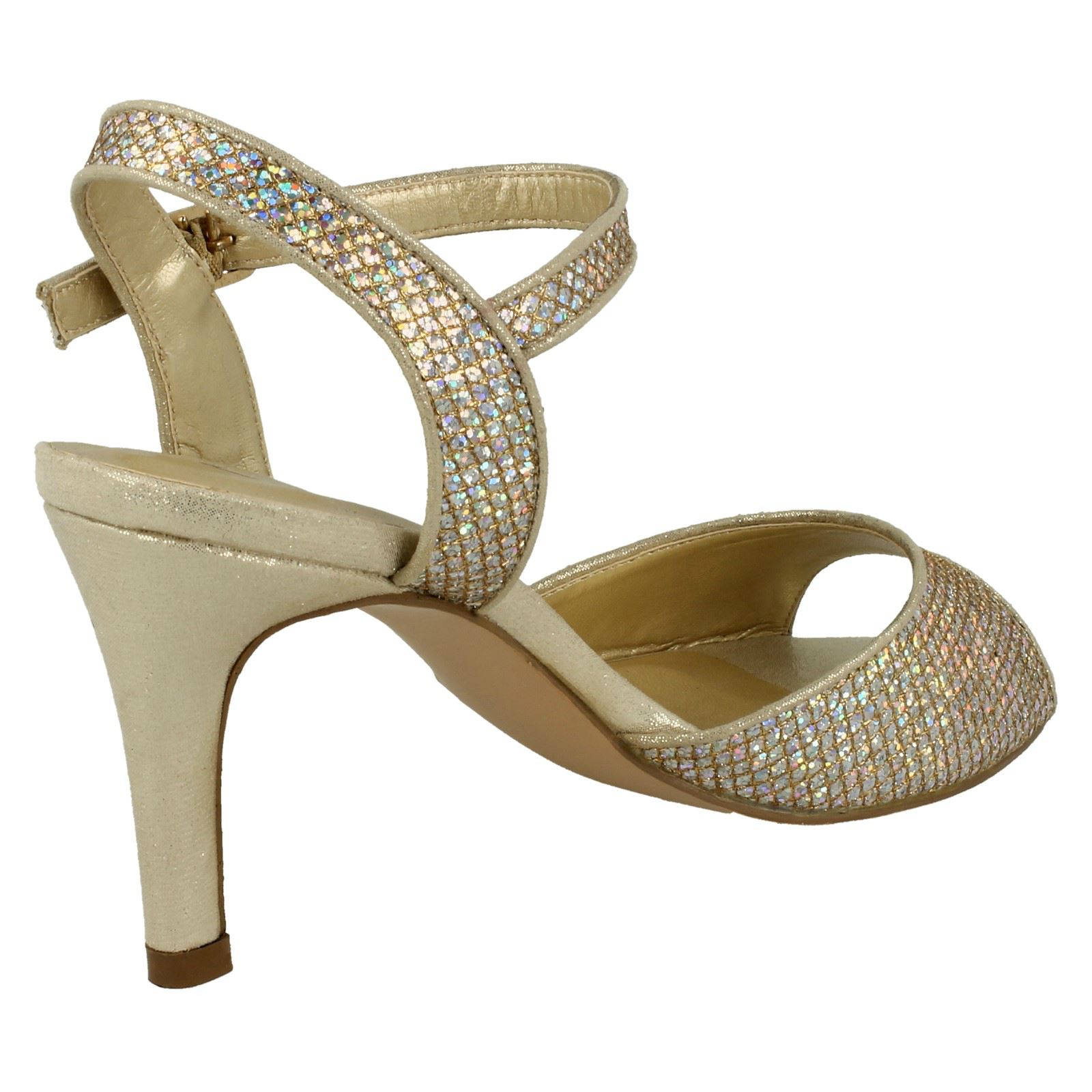 Anne Michelle Ladies Glitter Peep Toe Heels - Picture 15 of 28