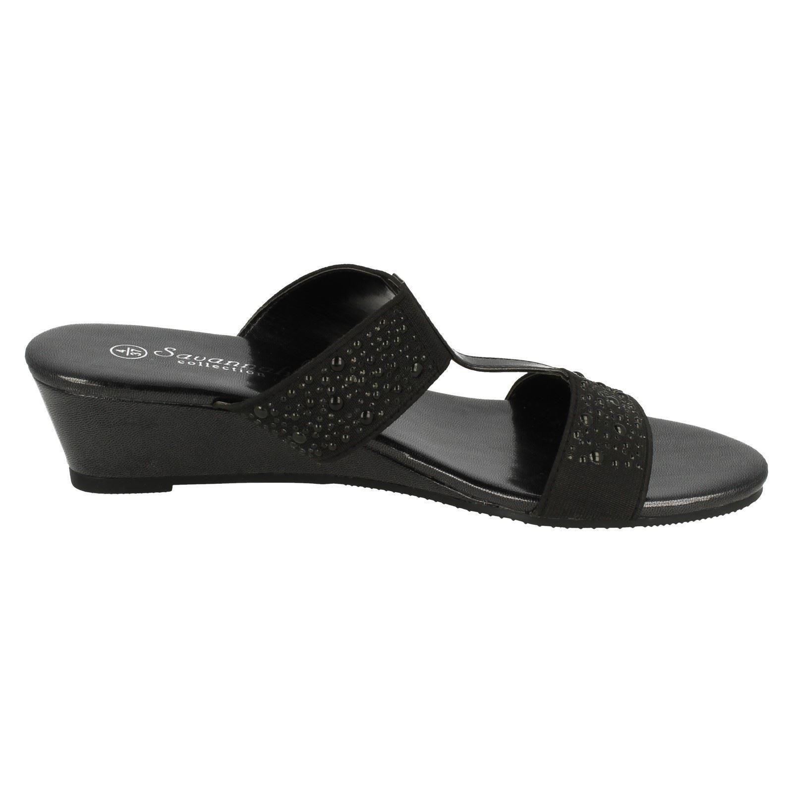 Ladies Savannah Casual Heeled Mule Sandals
