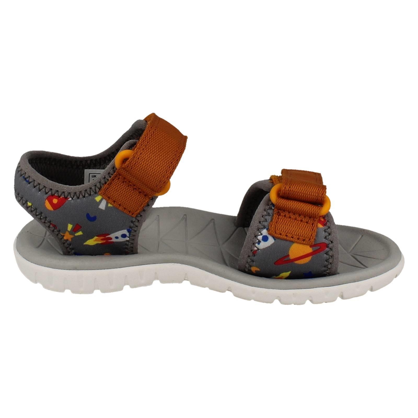 Kids Clarks Pattern Detailed Adjustable Sandals Surfing Tide T - Picture 7 of 37