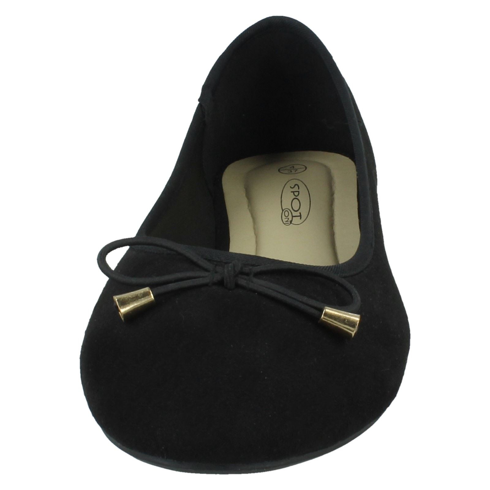 Ladies Spot On Bow Trim Ballerina Shoes - Picture 19 of 37