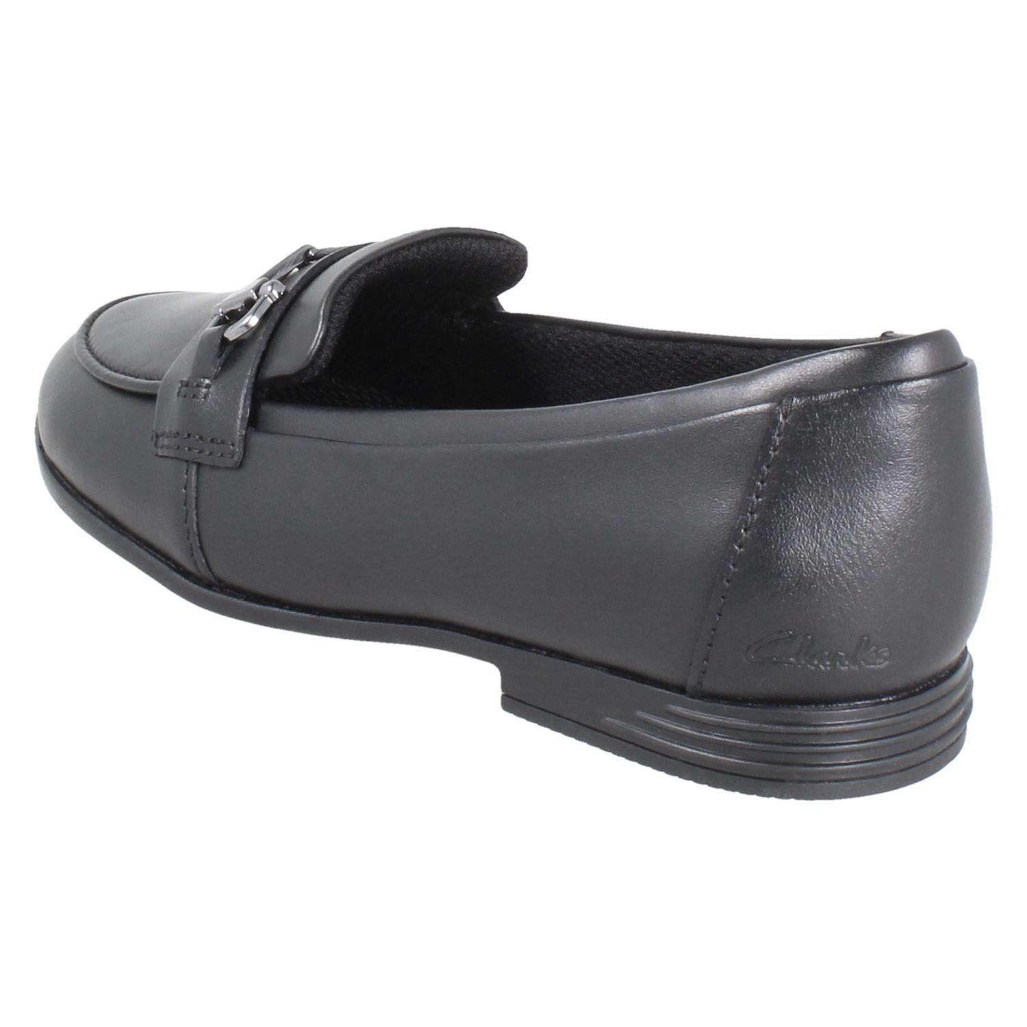 Girls Clarks Horse Bit Trim Leather Slip On Loafer School Shoes *Finja Loafer* - Picture 4 of 37