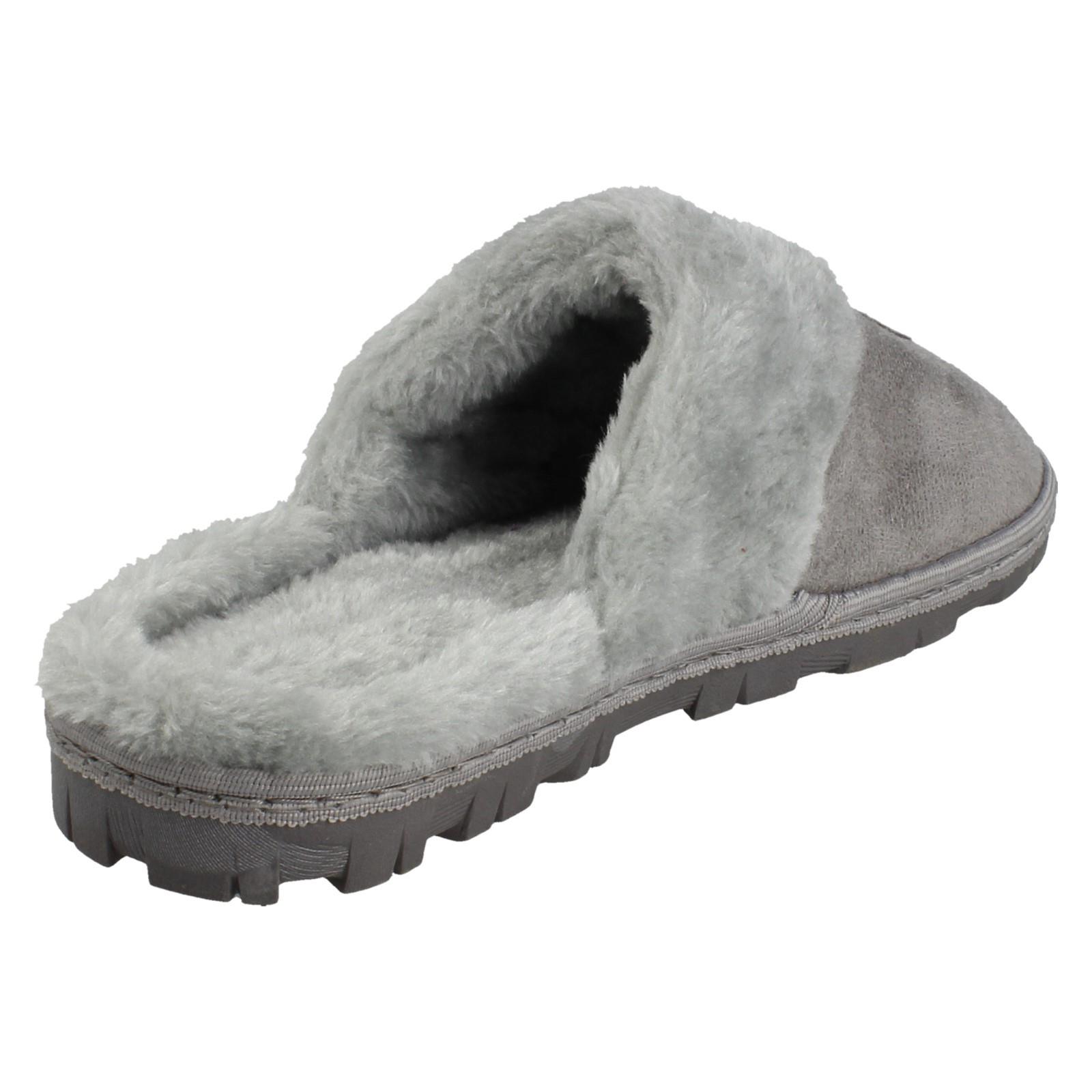 Mujer Spot On Mula Piel Sintética Forrado sin Cordones Ropa Cómoda Pantuflas - Imagen 24 de 46