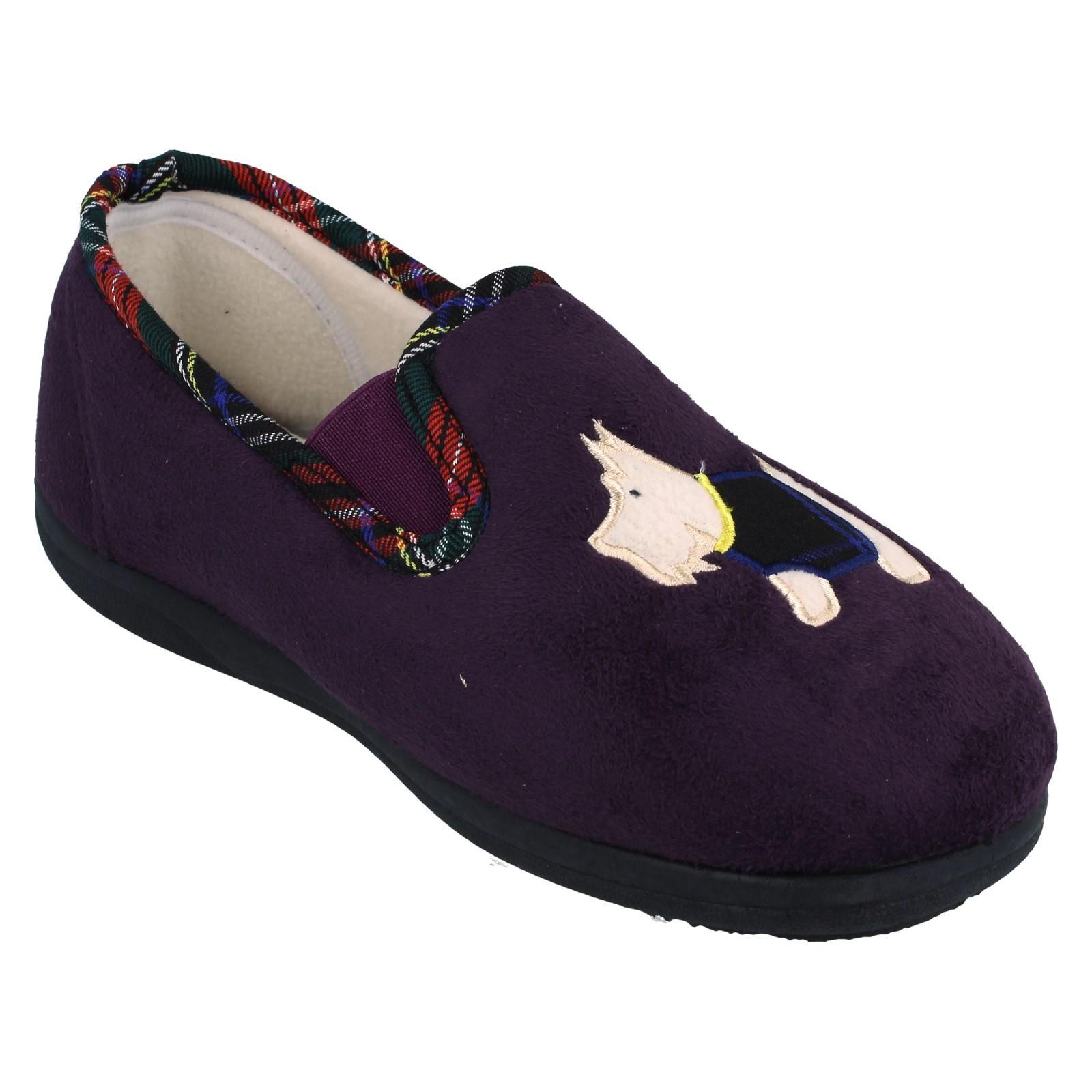 Zapatillas anchas Padders para dama con detalle de perro Scotty Dandie - Imagen 16 de 18