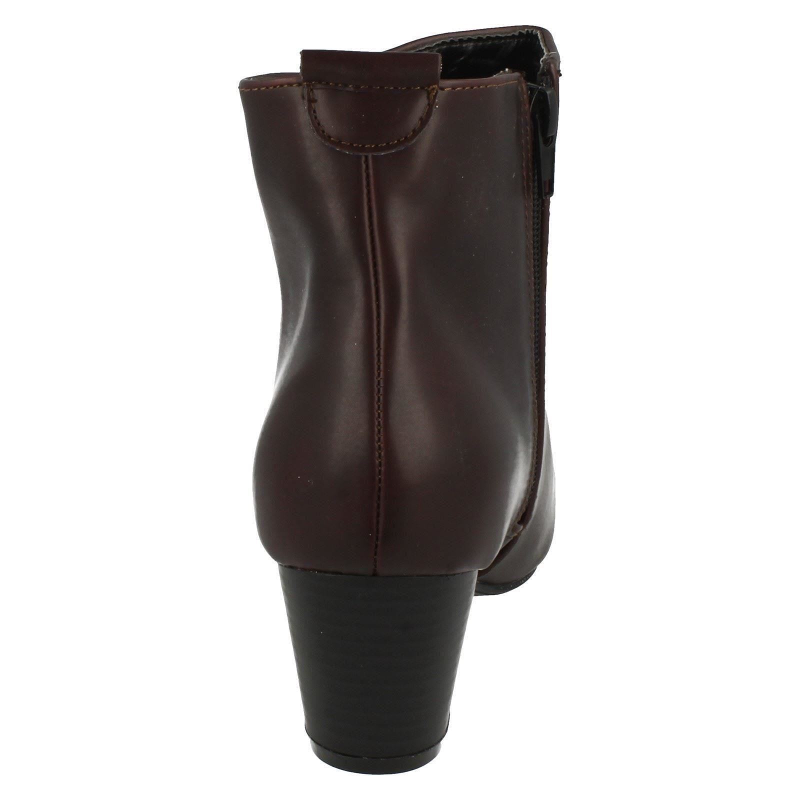 Ladies Spot On Plain Heeled *Ankle Boots* - Picture 28 of 28