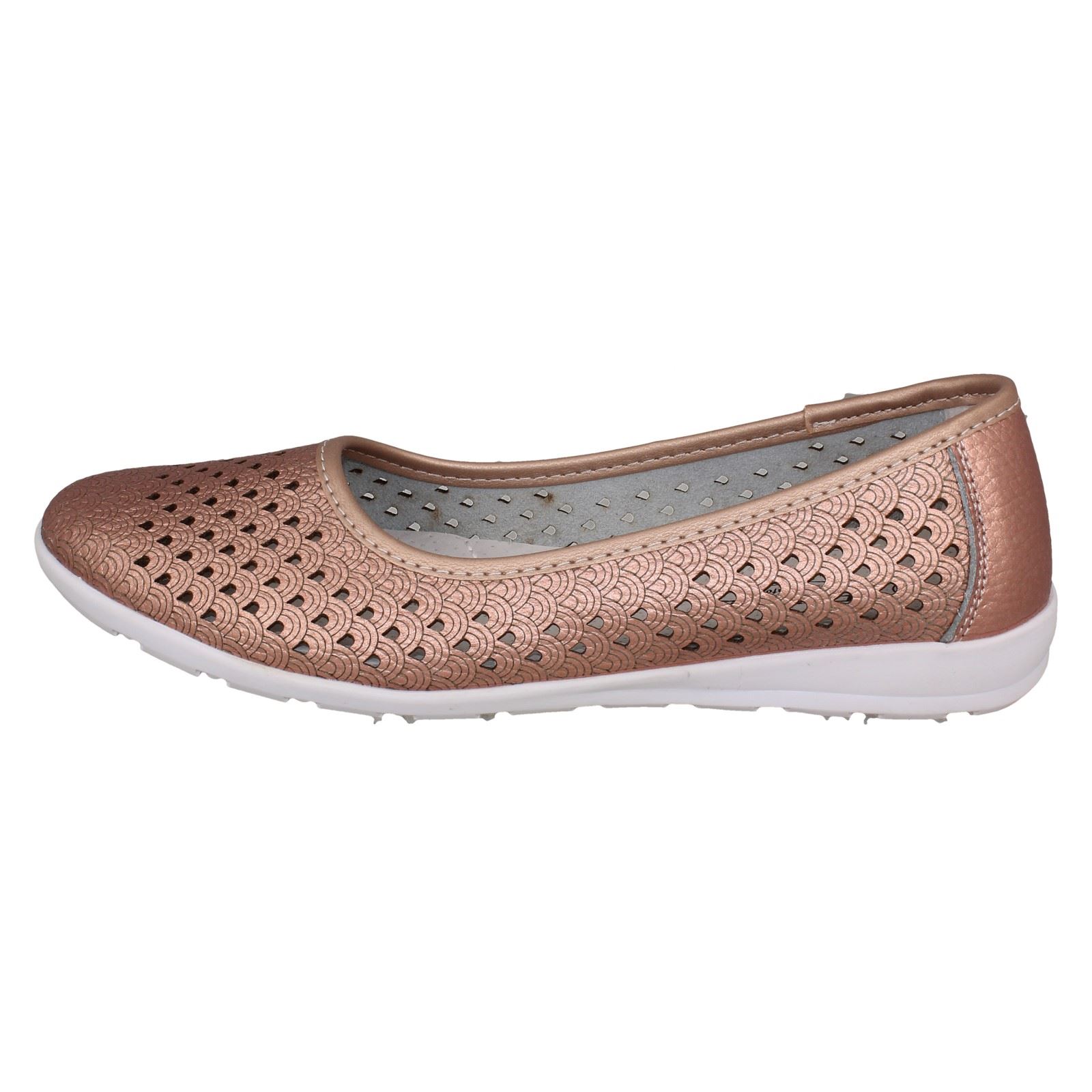 Ladies Eaze Synthetic Slip On Casual Ballerina Shoes - Picture 45 of 47